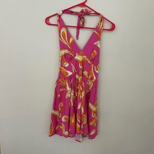 Pink and Orange Halter Dress